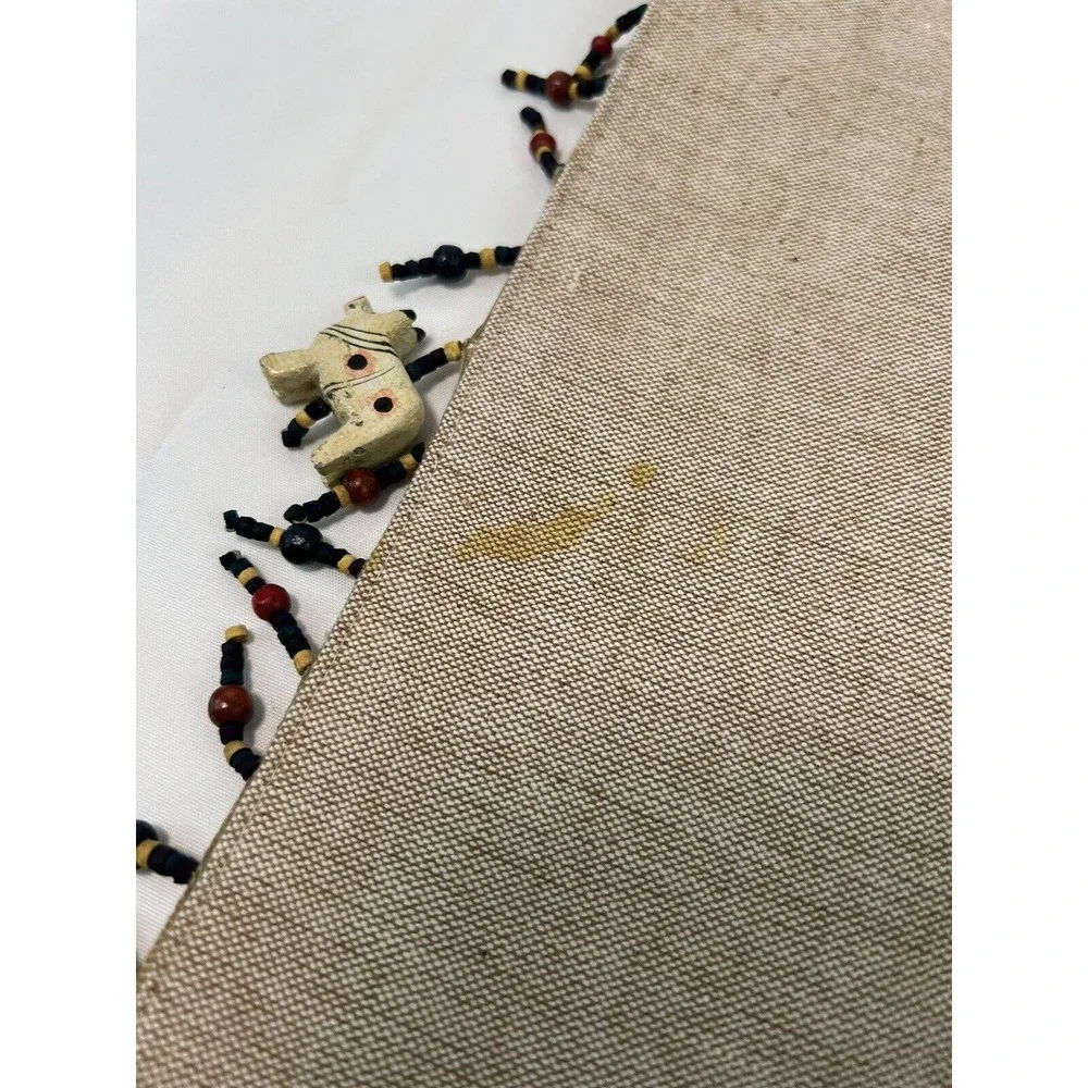 Pier 1 Imports Place Mats Set‎ of 6 Beaded Wood Animals African Theme